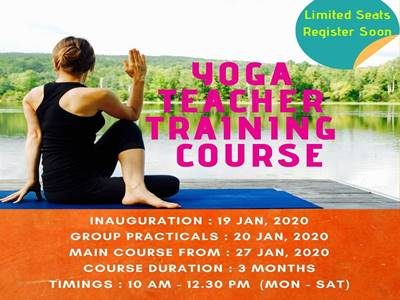 3 Month Yoga Teacher Training Certificate Course from 19 JAN 2020, SUNDAY